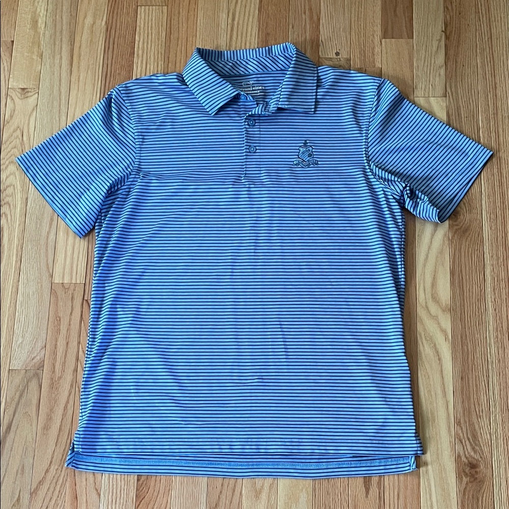 Vineyard Vines Polo Shirt Mens Medium Blue Striped Golf Tech Preppy